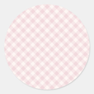 Spring Retro Gingham   Soft Blush Classic Round Sticker