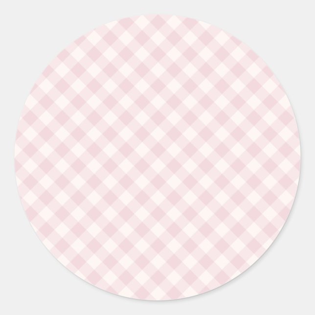 Spring Retro Gingham | Soft Blush Classic Round Sticker (Front)