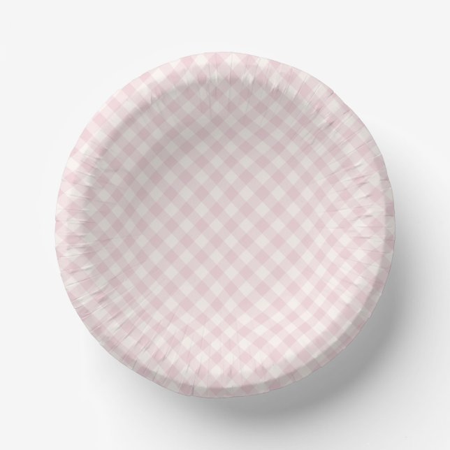 Spring Retro Gingham | Soft Blush Paper Plate (Front)