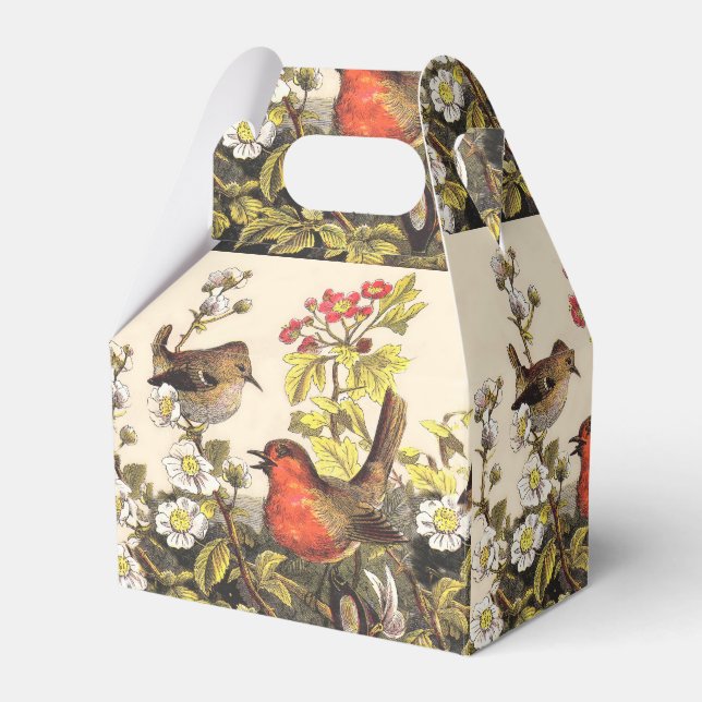 Spring Robin Birds Red Birding Favour Box (Front Side)