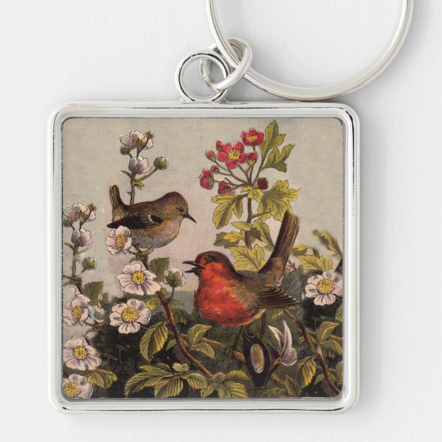 Spring Robin Birds Red Birding Key Ring (Front)