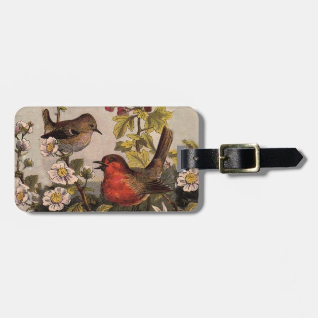 Spring Robin Birds Red Birding Luggage Tag (Front Horizontal)