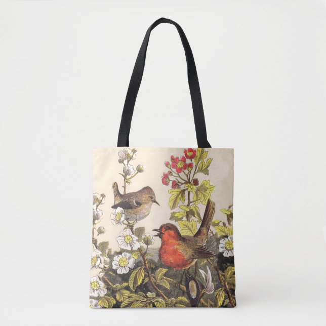 Spring Robin Birds Red Birding Tote Bag (Front)