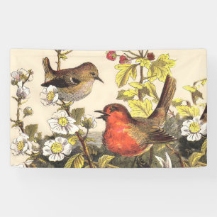 Spring Robins Bird Vintage Banner
