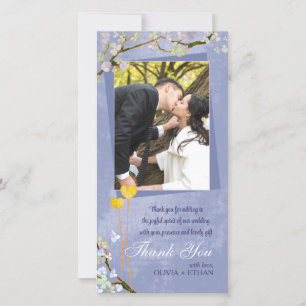 Spring Romance Blue Wedding Thank You Photo Card