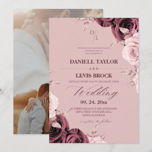 Spring Rose ⎮ Dusty Pink Mauve Floral Wedding Invitation