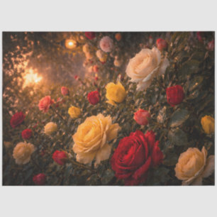 Spring Rose Garden Decoupage Red and Yellow Tissue Paper