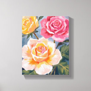 Spring Roses Floral Watercolor Painting Flower Canvas Print