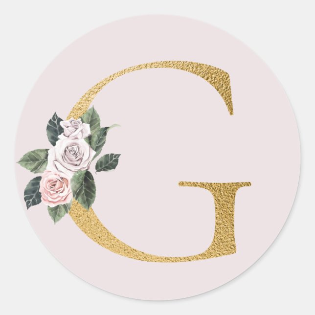 Spring roses gold initials sticker letter G (Front)
