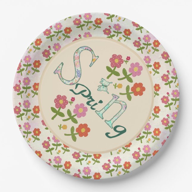 Spring Round  Paper Plate (Front)