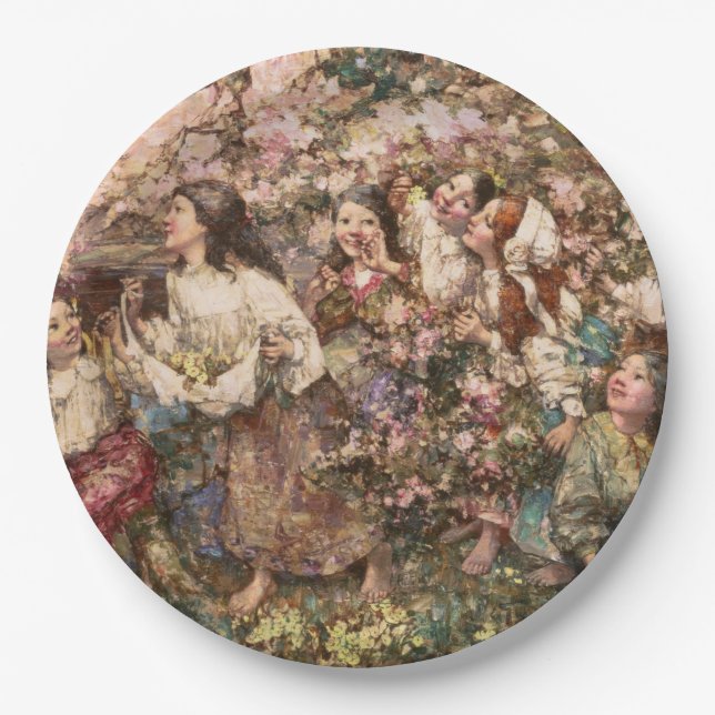 Spring Roundelay (by Edward Atkinson Hornel) Paper Plate (Front)
