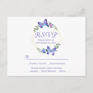 Spring RSVP Floral Butterfly Blue Butterflies Invitation Postcard