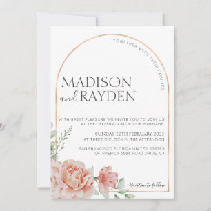 Spring Rustic Blush pink Floral with Photo wedding Invitation