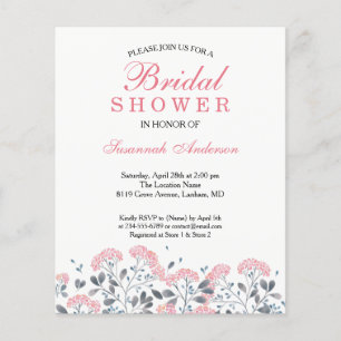 Spring rustic Floral Pink Grey Bridal Shower