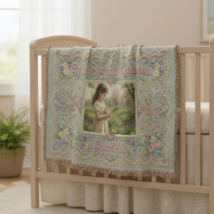 Spring’s Kindness Guardian Personalised Faux‑Embro Throw Blanket