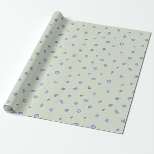 Spring Sage Japanese Nemophila Floral Pattern Wrapping Paper