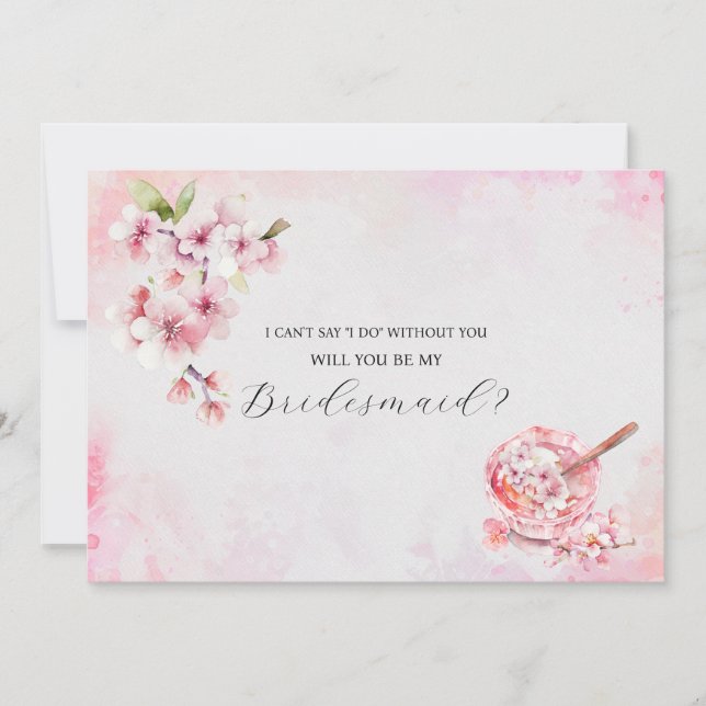 Spring Sakura Flowers and Dessert bridesmaid perso Invitation (Front)