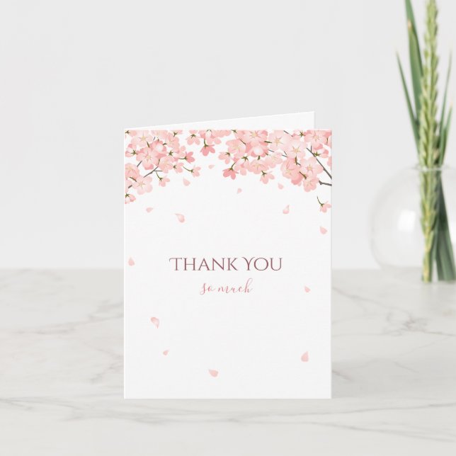 Spring Sakura Japanese Cherry Blossoms Pink Thank You Card (Front)