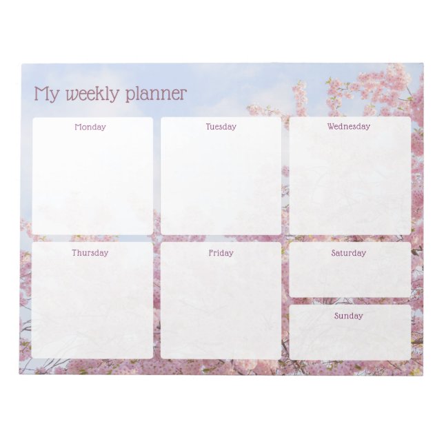 Spring sakura tree, light pastel Weekly Planner Notepad (Front)