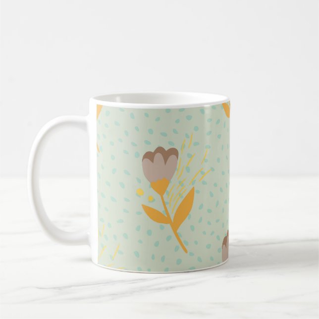 Spring seamless folk flower doodle pattern. Hand d Coffee Mug (Left)
