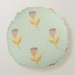 Spring seamless folk flower doodle pattern. Hand d Round Cushion