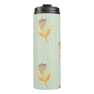Spring seamless folk flower doodle pattern. Hand d Thermal Tumbler