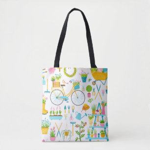 Spring seamless pattern in simple hand-drawn carto tote bag
