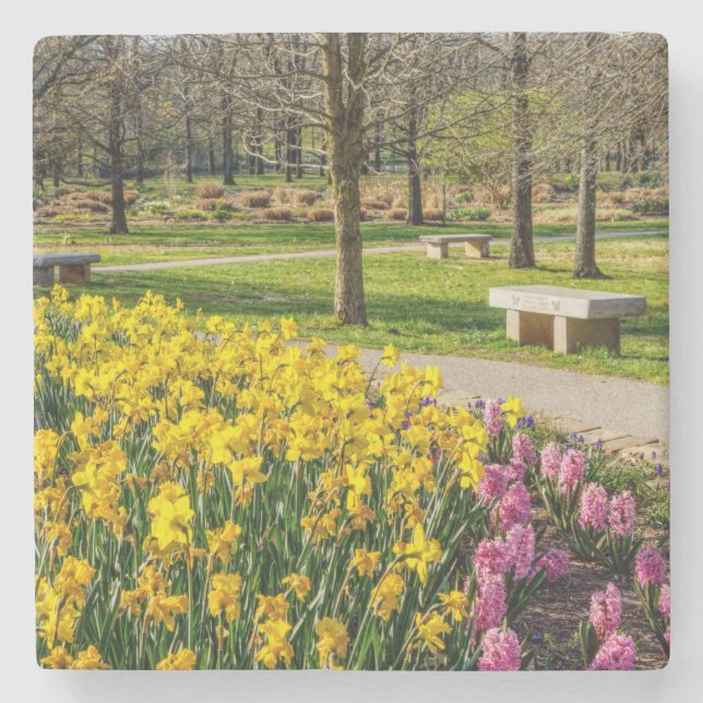 Spring Season Flower Garden Stone Coaster (Front)