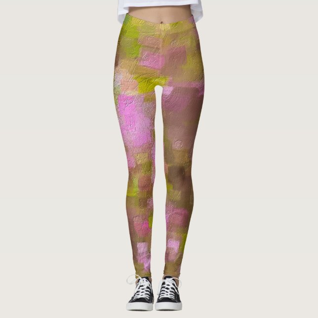 Spring Season Pinks Abstract Leggings (Front)
