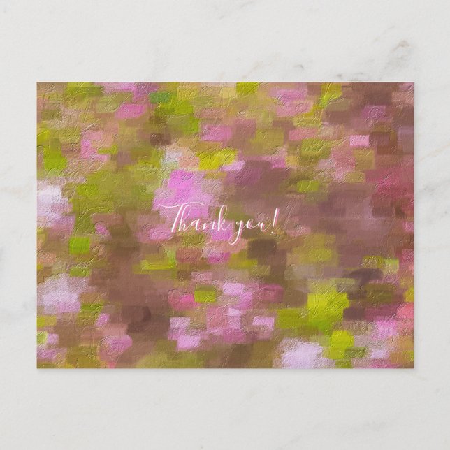 Spring Season Pinks Abstract Thank You Postcard (Front)