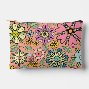 Spring Season Retro Flower Colors Seamless Pattern Accessory Pouch