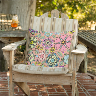 Spring Season Retro Flower Colors Seamless Pattern Cushion