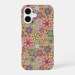 Spring Season Retro Flower Colours Seamless Patter iPhone 16 Case