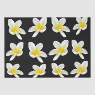 Spring Serenade: Yellow Frangipanis On Black, Tissue Paper