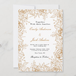 spring simple hand drawn Floral elegant wedding Invitation