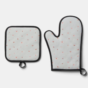 Spring Sky Japanese Cherry Blossom Floral Pattern Oven Mitt & Pot Holder Set