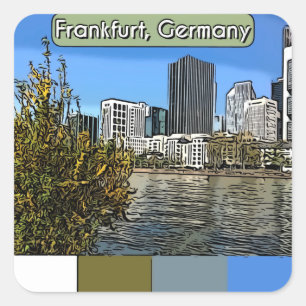 Spring Skyline of Frankfurt, Germany Square Sticker