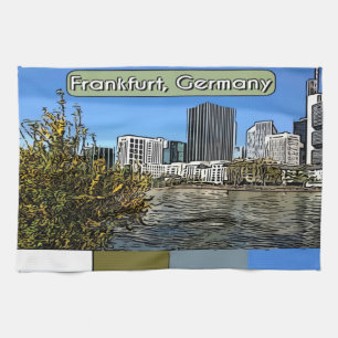 Spring Skyline of Frankfurt, Germany Tea Towel