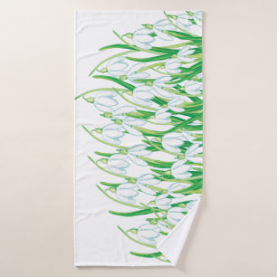 Spring Snowdrops Bath Towel
