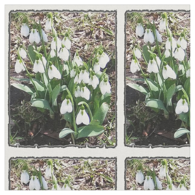 Spring Snowdrops Floral Fabric (Close Up)