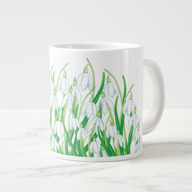 Spring Snowdrops   Large Coffee Mug (Front Right)