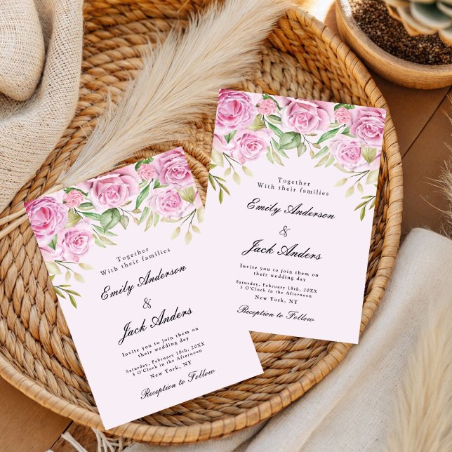 spring Soft Pink Floral elegant wedding Invitation (Creator Uploaded)