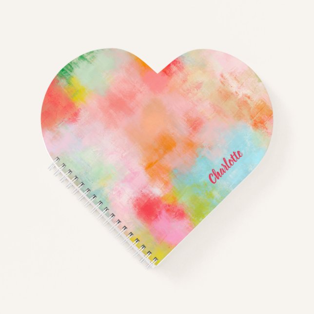 Spring Spark -  Pink Coral - Name or Monogram Notebook (Front)