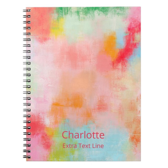 Spring Spark -  Pink Coral - Name or Monogram Notebook (Front)