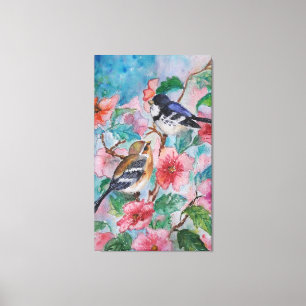 Spring Sparrows Painting Canvas Print