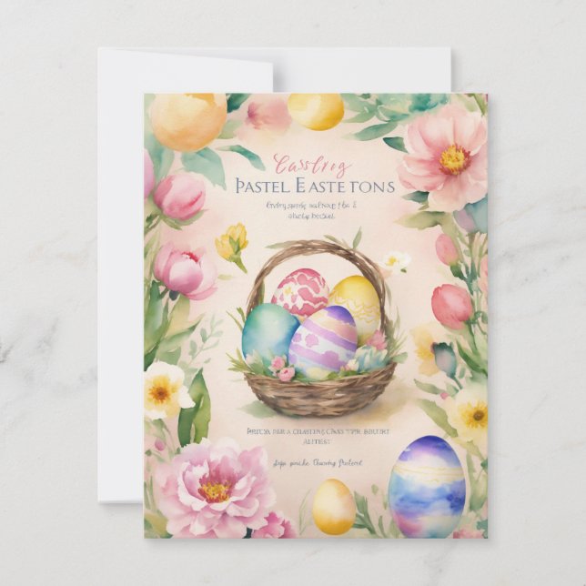 Spring Splendour: Easter Eggs & Blooms Greetings  Holiday Card (Front)