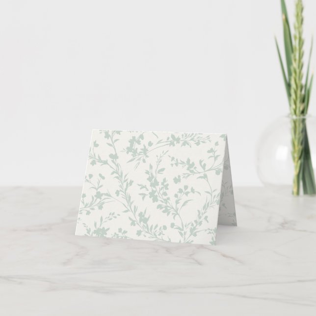Spring Sprigs Muted Sage - Neutral Thank You Card (Front)