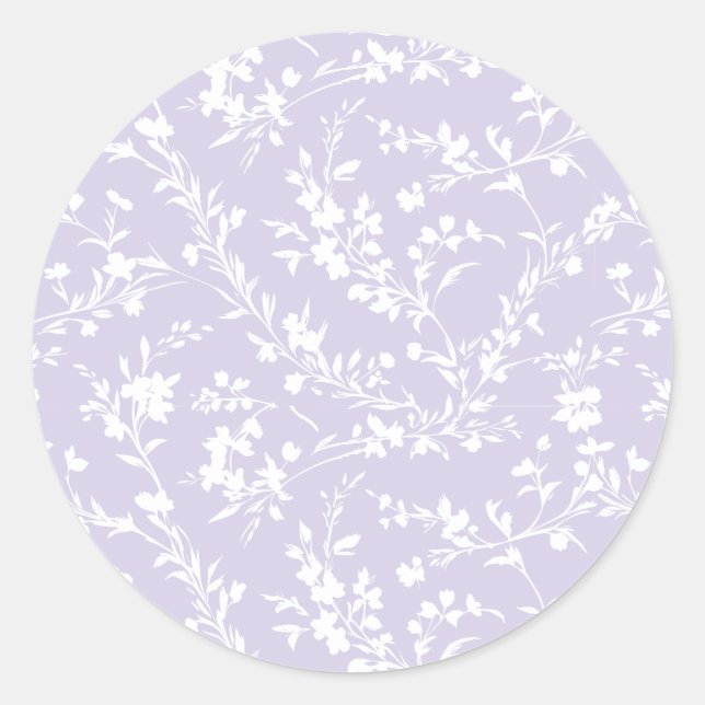 Spring Sprigs Neutral - Dusty Lavender Classic Round Sticker (Front)