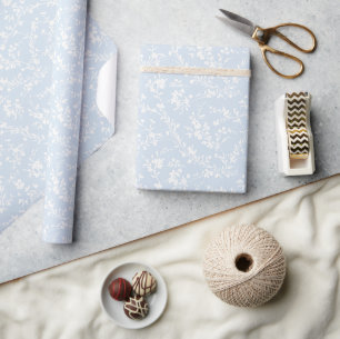 Spring Sprigs Neutral - Powder Blue Wrapping Paper