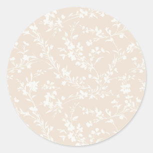 Spring Sprigs Neutral - Soft Linen Classic Round Sticker